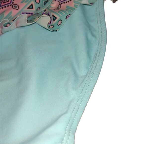 WONDER NATION girl's medium 7/8 aqua mint one piece tribal swimsuit - Picture 12 of 12
